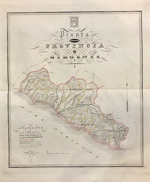 De Sanctis Gabriello Pianta della Provincia di Girgenti 1856 Napoli 